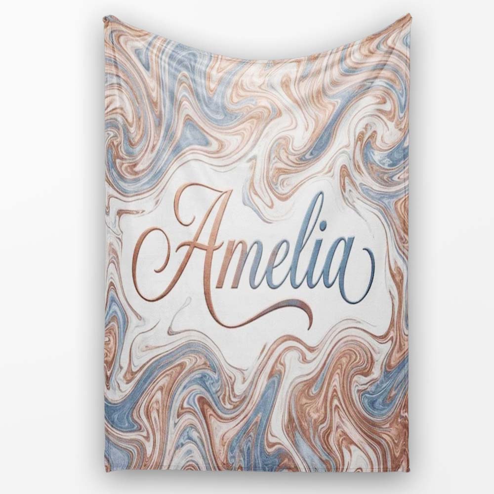 Soft Pastel Marble Swirl Abstract Seamless Pattern Elegant Fluid  Personalised Custom Name Super Soft Fleece Blanket Bed Sofa Throw