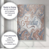 Personalised Name Soft Pastel Marble Swirl Custom  Unique Gift Idea Elegant Feature Canvas Wall Art Print Decor Picture Ready to Hang