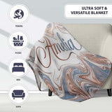 Soft Pastel Marble Swirl Abstract Seamless Pattern Elegant Fluid  Personalised Custom Name Super Soft Fleece Blanket Bed Sofa Throw