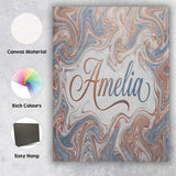Personalised Name Soft Pastel Marble Swirl Custom  Unique Gift Idea Elegant Feature Canvas Wall Art Print Decor Picture Ready to Hang