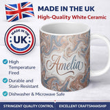 Personalized Custom Name Soft Pastel Marble Swirl Abstract Seamless Pattern Elegant Fluid 11oz Ceramic Coffee Tea Mug White Large Handle