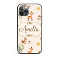 Cute Woodland Deer Fox Mushroom Seamless Pattern Custom Name Protective Phone Case Mobile Cover Durable Everyday Smartphone Shock Resistant