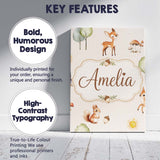 Personalised Name Cute Woodland Deer Fox Custom  Unique Gift Idea Elegant Feature Canvas Wall Art Print Decor Picture Ready to Hang