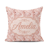Custom Name Delicate Rose Marble Swirl Seamless Pattern Soft Art Square Filled Cushion Throw Pillow Sofa Bed Home Decor Zip Washable UK Made