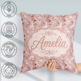 Custom Name Delicate Rose Marble Swirl Seamless Pattern Soft Art Square Filled Cushion Throw Pillow Sofa Bed Home Decor Zip Washable UK Made