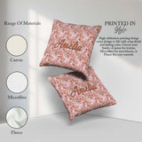 Custom Name Glossy Peach Flow Seamless Pattern Metallic Abstract Square Filled Cushion Throw Pillow Sofa Bed Home Decor Zip Washable UK Made
