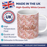 Personalized Custom Name Glossy Peach Marble Flow Seamless Pattern Metallic Fluid Abstract 11oz Ceramic Coffee Tea Mug White Large Handle