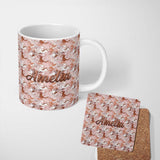 Personalized Custom Name Warm Terracotta Marble Swirl Seamless Pattern Earthy Fluid Design 11oz Ceramic Coffee Tea Mug White Large Handle