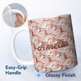 Personalized Custom Name Warm Terracotta Marble Swirl Seamless Pattern Earthy Fluid Design 11oz Ceramic Coffee Tea Mug White Large Handle