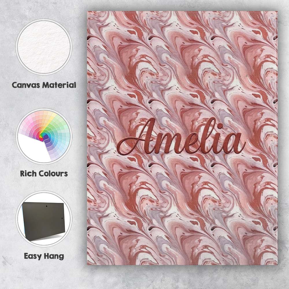 Personalised Name Elegant Blush Marble Custom  Unique Gift Idea Modern Room Accent Canvas Wall Art Print Decor Picture Ready to Hang