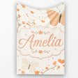 Delicate Butterfly Floral Hearts Seamless Pattern Soft Beige  Personalised Custom Name Super Soft Fleece Blanket Bed Sofa Throw