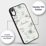 Blue Floral Moon Seamless Pattern Printed Design Custom Name Protective Phone Case Mobile Cover Durable Everyday Smartphone Shock Resistant