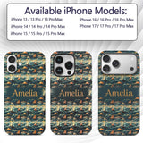 Colorful Ocean Waves Sailboats Scenic Seamless Custom Name Protective Phone Case Mobile Cover Durable Everyday Smartphone Shock Resistant