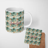 Personalized Custom Name Classic Sailing Boats Rough Sea Seamless Pattern Artistic Ocean 11oz Ceramic Coffee Tea Mug White Large Handle