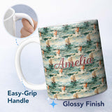 Personalized Custom Name Classic Sailing Boats Rough Sea Seamless Pattern Artistic Ocean 11oz Ceramic Coffee Tea Mug White Large Handle