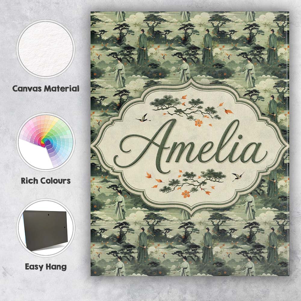 Personalised Name Traditional Asian Landscape Custom Unique Gift Idea Modern Room Accent Canvas Wall Art Print Decor Picture Ready to Hang