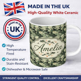 Personalized Custom Name Traditional Asian Landscape Figures Seamless Pattern Elegant Nature 11oz Ceramic Coffee Tea Mug White Large Handle