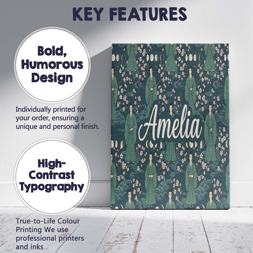 Personalised Name Mystical Japanese Warrior Custom  Bespoke Interior Contemporary Canvas Wall Art Print Decor Picture Ready to Hang