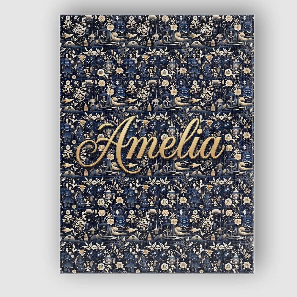 Personalised Name Elegant Midnight Floral Custom  Bespoke Decorative Contemporary Canvas Wall Art Print Decor Picture Ready to Hang
