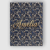 Personalised Name Elegant Midnight Floral Custom  Bespoke Decorative Contemporary Canvas Wall Art Print Decor Picture Ready to Hang