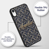 Elegant Midnight Floral Doll Garden Seamless Custom Name Protective Phone Case Mobile Cover Durable Everyday Smartphone Shock Resistant