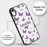 Purple Butterfly Clouds Stars Dreamy Seamless Custom Name Protective Phone Case Mobile Cover Durable Everyday Smartphone Shock Resistant