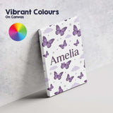 Personalised Name Purple Butterfly Clouds Custom  Unique Gift Idea Elegant Feature Canvas Wall Art Print Decor Picture Ready to Hang
