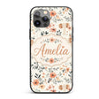 Cute Baby Elephants Floral Leaves Printed Design Custom Name Protective Phone Case Mobile Cover Durable Everyday Smartphone Shock Resistant