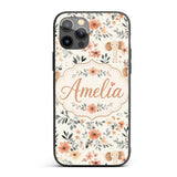 Cute Baby Elephants Floral Leaves Printed Design Custom Name Protective Phone Case Mobile Cover Durable Everyday Smartphone Shock Resistant