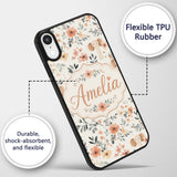 Cute Baby Elephants Floral Leaves Printed Design Custom Name Protective Phone Case Mobile Cover Durable Everyday Smartphone Shock Resistant