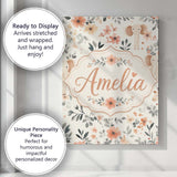 Personalised Name Cute Baby Elephants Custom Modern Room Accent Creative Decorator Style Canvas Wall Art Print Decor Picture Ready to Hang
