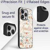 Cute Baby Elephants Floral Leaves Printed Design Custom Name Protective Phone Case Mobile Cover Durable Everyday Smartphone Shock Resistant
