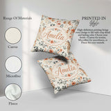 Custom Name Baby Elephants Floral Seamless Pattern Nursery Style Square Filled Cushion Throw Pillow Sofa Bed Home Decor Zip Washable UK Made