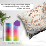Custom Name Baby Elephants Floral Seamless Pattern Nursery Style Square Filled Cushion Throw Pillow Sofa Bed Home Decor Zip Washable UK Made