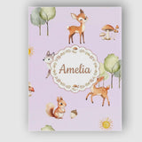 Personalised Name Cute Woodland Deer Fox Custom  Unique Gift Idea Elegant Feature Canvas Wall Art Print Decor Picture Ready to Hang
