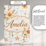Watercolor Floral Stars Hanging Blooms Seamless Pattern Soft Beige  Personalised Custom Name Super Soft Fleece Blanket Bed Sofa Throw