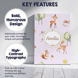 Personalised Name Cute Woodland Deer Fox Custom  Unique Gift Idea Elegant Feature Canvas Wall Art Print Decor Picture Ready to Hang