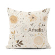 Custom Name Sun Flowers Abstract Leaves Seamless Pattern Neutral Square Filled Cushion Throw Pillow Sofa Bed Home Decor Zip Washable UK Made