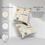 Custom Name Sun Flowers Abstract Leaves Seamless Pattern Neutral Square Filled Cushion Throw Pillow Sofa Bed Home Decor Zip Washable UK Made