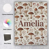 Personalised Name Neutral Mushroom Botanical Custom Bespoke  Contemporary Display Canvas Wall Art Print Decor Picture Ready to Hang