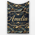 Elegant Navy Fish Floral Ocean Seamless Pattern Dark Botanical Name  Personalised Custom Name Super Soft Fleece Blanket Bed Sofa Throw