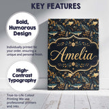 Personalised Name Elegant Navy Fish Floral Custom  Bespoke Contemporary Statement Canvas Wall Art Print Decor Picture Ready to Hang