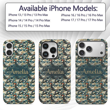 Vintage Shark Floral Ocean Garden Printed Design Custom Name Protective Phone Case Mobile Cover Durable Everyday Smartphone Shock Resistant