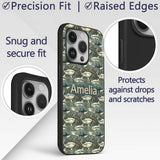 Classic Shark Seaweed Ocean Seamless Pattern Deep Custom Name Protective Phone Case Mobile Cover Durable Everyday Smartphone Shock Resistant