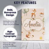 Personalised Name Cute Woodland Deer Fox Custom  Unique Gift Idea Elegant Feature Canvas Wall Art Print Decor Picture Ready to Hang