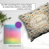 Custom Name Ocean Sharks Coral Reef Seamless Pattern Soft Beige Square Filled Cushion Throw Pillow Sofa Bed Home Decor Zip Washable UK Made