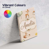 Personalised Name Cute Woodland Deer Fox Custom  Unique Gift Idea Elegant Feature Canvas Wall Art Print Decor Picture Ready to Hang