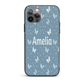 Blue Butterflies Stars Dreamy Sky Printed Design Custom Name Protective Phone Case Mobile Cover Durable Everyday Smartphone Shock Resistant