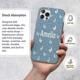 Blue Butterflies Stars Dreamy Sky Printed Design Custom Name Protective Phone Case Mobile Cover Durable Everyday Smartphone Shock Resistant