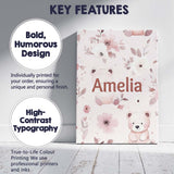 Personalised Name Cute Teddy Bear Pink Custom  Modern Room Accent Elegant Feature Canvas Wall Art Print Decor Picture Ready to Hang